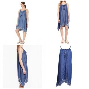 Tommy Bahama Chambray All Day Embroidered Halter Sundress Size Small